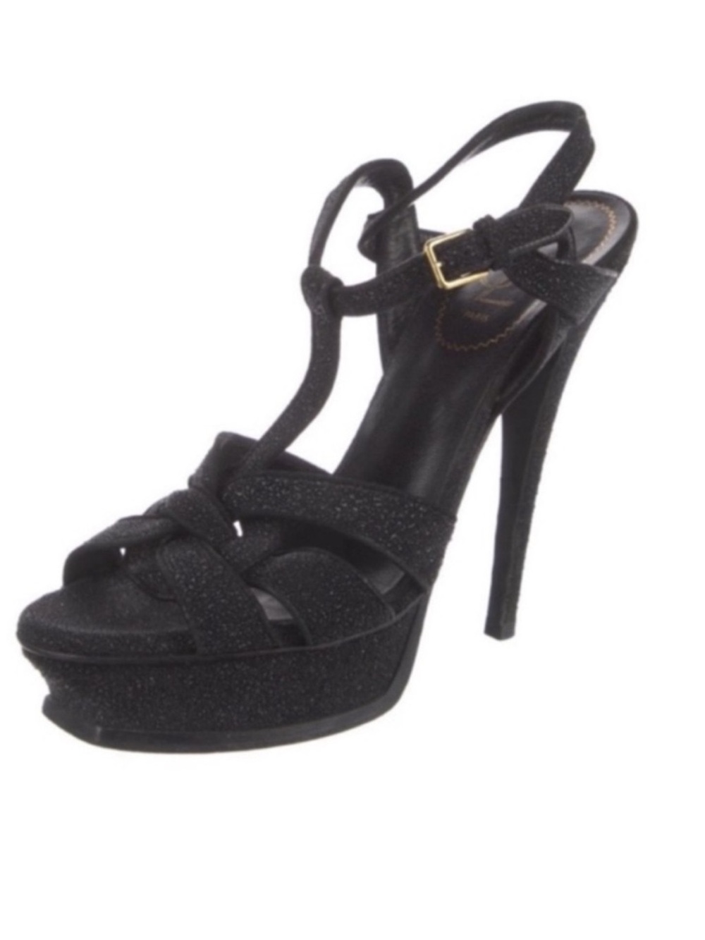 Saint Laurent Tribute 105 Platform Sandals Calfskin Black size 39.5